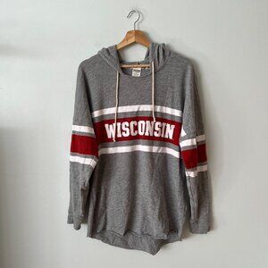 VS PINK University of Wisconsin Hooded Long Sleeve Top Women's Size Medium